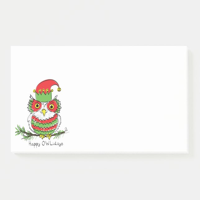 Owl Weihnachten Niedlich Funny Holiday Post-it Klebezettel (Vorderseite)