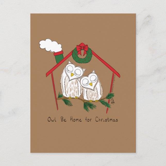 Owl Weihnachten Niedlich Funny Holiday Postkarte (Vorderseite)