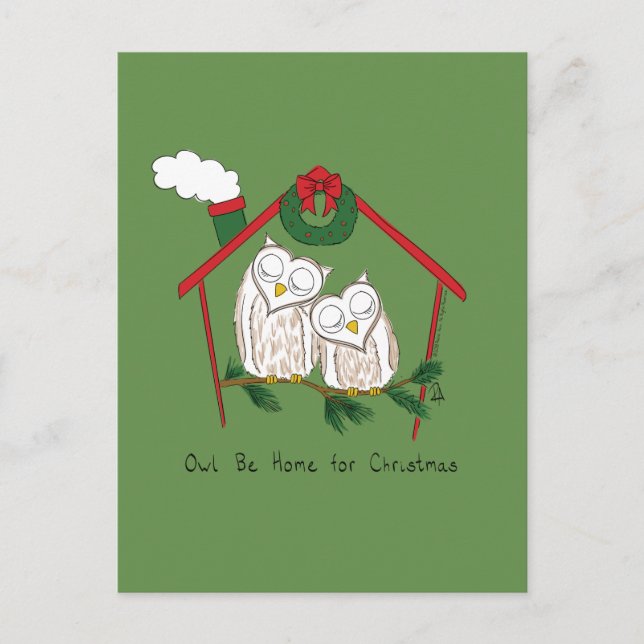 Owl Weihnachten Niedlich Funny Holiday Postkarte (Vorderseite)