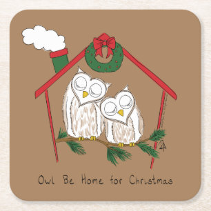 Owl Weihnachten Niedlich Funny Holiday Rechteckiger Pappuntersetzer