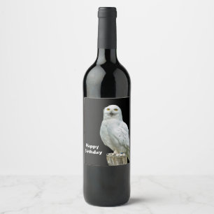 Owl White Log Foto Weinetikett