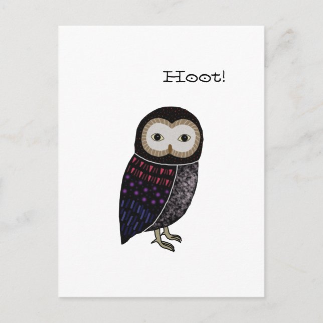 Owl Wildlife Illustration Niedlich Screening Hoot Postkarte (Vorderseite)