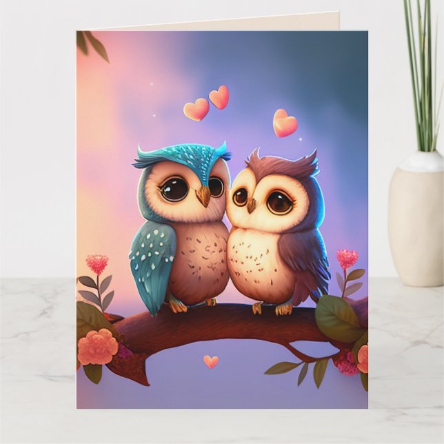 OWL WIRD IMMER LIEBE IHNEN - ROMANTISCHE GREETING  KARTE (Vorderseite)