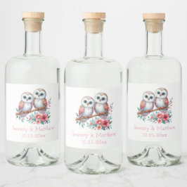 Owl Woodland Boho Rustic Country Wedding Alkoholflaschenetikett