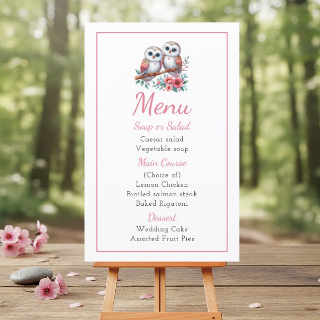 Owl Woodland Boho Rustic Country Wedding Menu (Von Creator hochgeladen)
