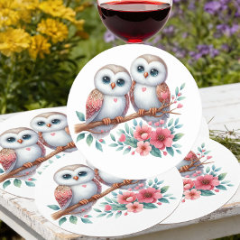 Owl Woodland Boho Rustic Country Wedding Runder Pappuntersetzer