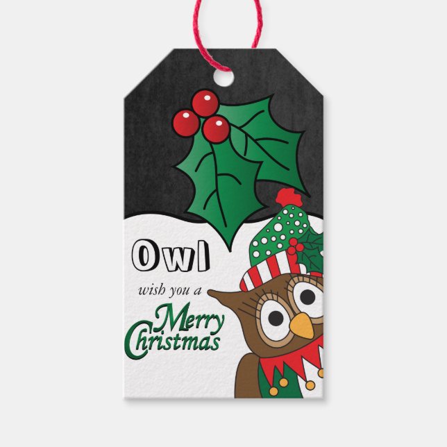 Owl wünscht dir ein frohes Weihnachtsfest Geschenkanhänger (Vorderseite)