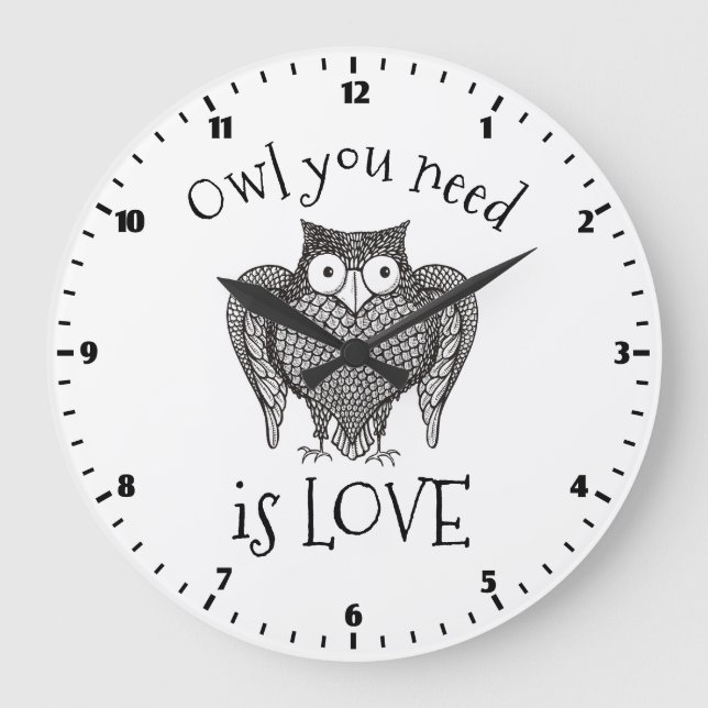 Owl you Need Große Wanduhr (Vorderseite)