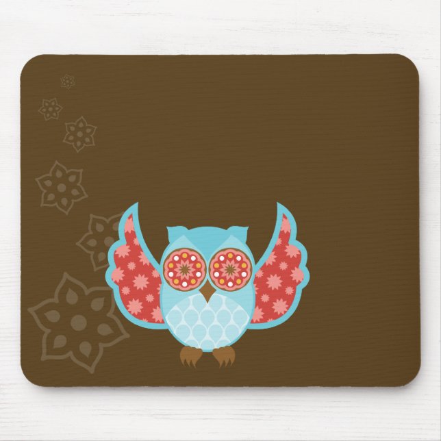 OwlBoheme blaues Mousepad (Vorne)