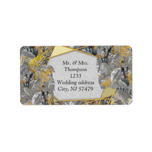 Owls - Blätter der Pflanze in Grau/Gelb 2021 Adressaufkleber