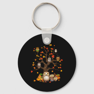 Owls Blätter Tree Herbst Kürbiskürbis Halloween Ow Schlüsselanhänger