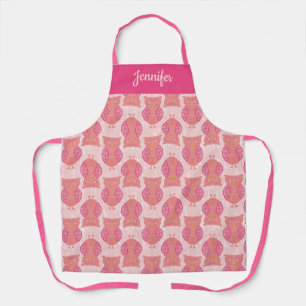 Owls Blush Pink Coral Design Schürze