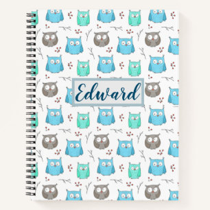 Owls & Branches Pattern Notebook Notizbuch