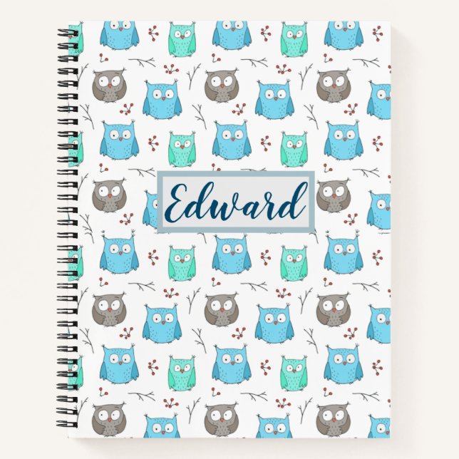 Owls & Branches Pattern Notebook Notizbuch (Vorderseite)