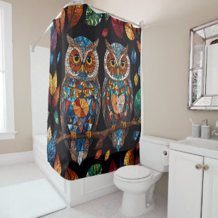 Owls gesteinigtes Glas Mosaik Badezimmer Duschvorhang