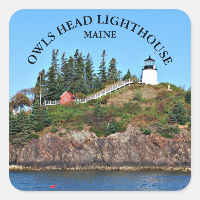 Owls Head Lighthouse, Maine Square Stickers (Vorderseite)