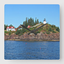 Owls Head Lighthouse, Maine Wall Clock Quadratische Wanduhr