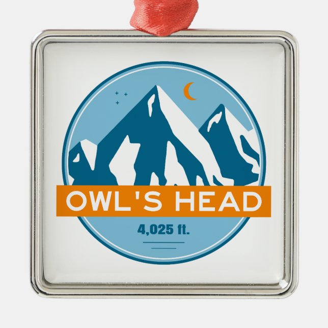 Owl's Head New Hampshire Stars Moon Ornament Aus Metall (Vorne)