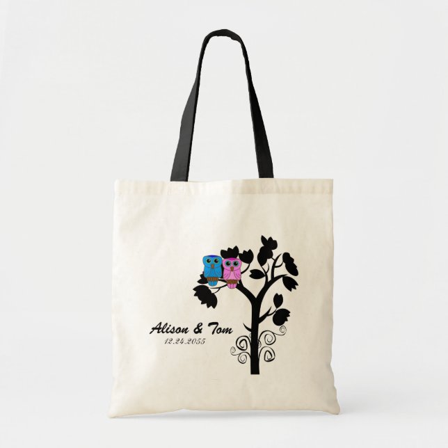 Owls - Love Bird Theme - Bridesmaid Bag Tragetasche (Vorne)