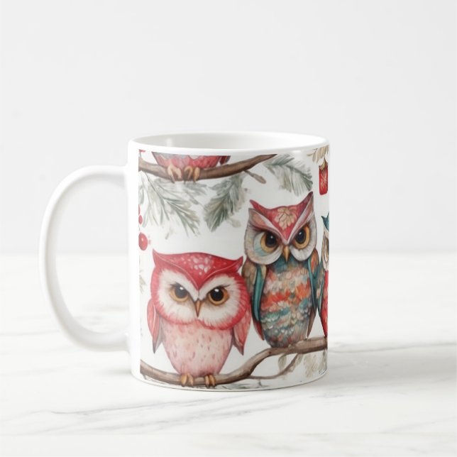 Owls on Branch Kaffeetasse (Links)