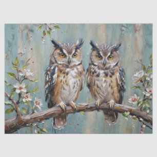 Owls on Branch Seidenpapier
