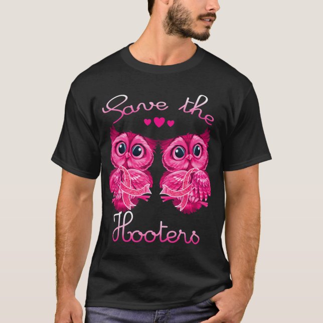 Owls Rettete ein "Hooters Pink Ribbon Breast Cance T-Shirt (Vorderseite)