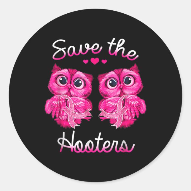 Owls Rettete ein Hooters Pink Ribbon Brustkrebs Ge Runder Aufkleber (Vorderseite)