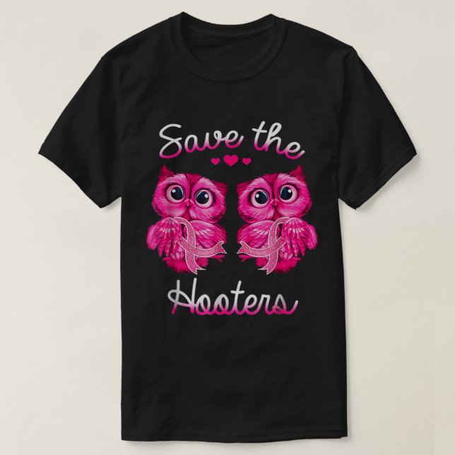 Owls Rettete ein Hooters Pink Ribbon Brustkrebs Ge T-Shirt (Design vorne)