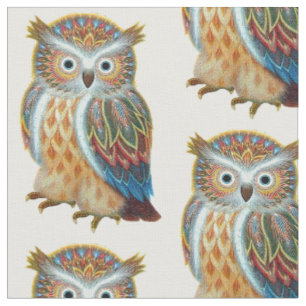 Owls - Schönes realistisches Owl Muster Stoff