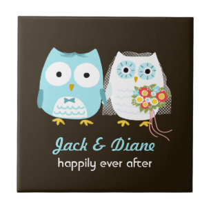 Owls Wedding - Braut und Bräutigam mit eigenem Tex Fliese