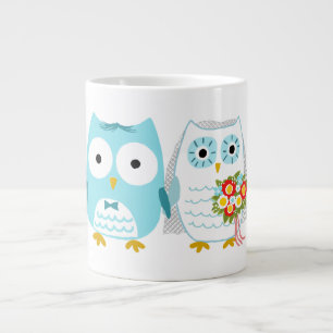 Owls Wedding Bride und Groom Newlywed Couple Jumbo-Tasse
