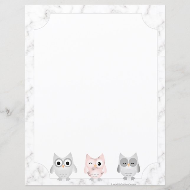 Owls weißer Marmor sieht wie Bordere Schreibpapier (Vorderseite)