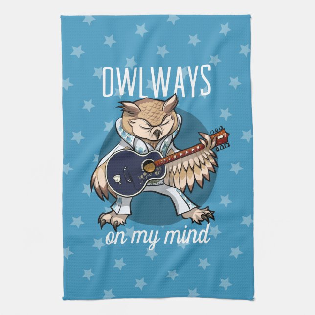 Owlways auf meiner Minenschale im Jumpsuit-Cartoon Geschirrtuch (Vertikal)