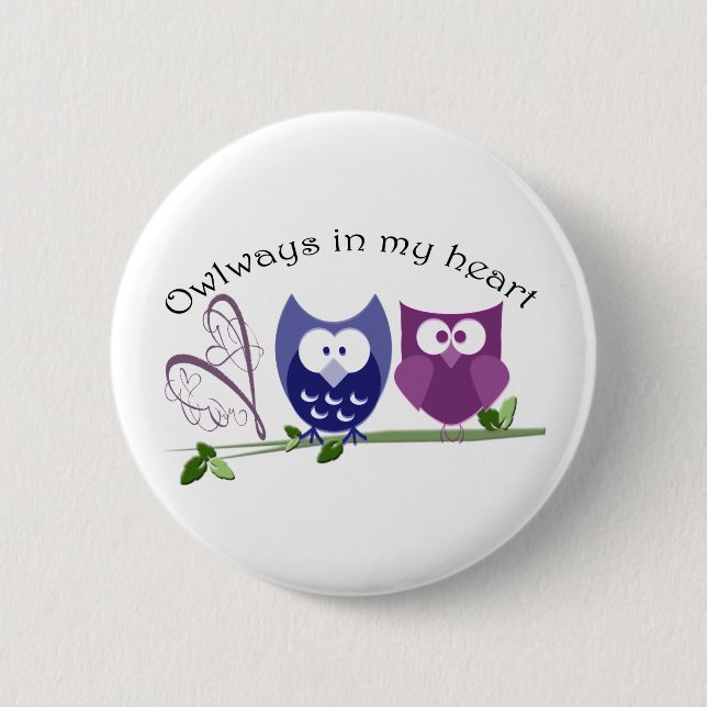 Owlways in meinem Herzen, niedliche Button (Vorderseite)