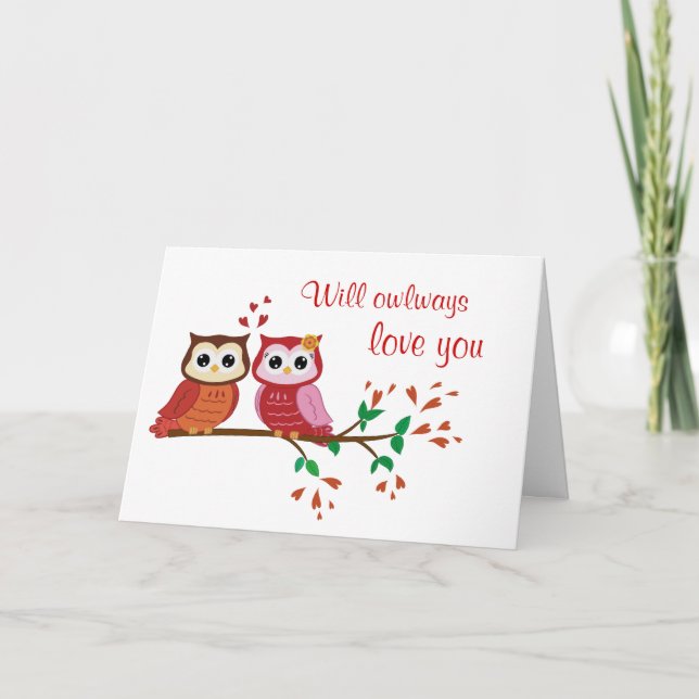 Owlways Liebe Sie Postkarte (Vorderseite)