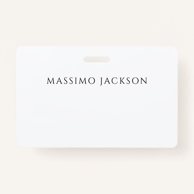 Own Name Calligraphy Chic Plain Simple Black White Ausweis (Vorderseite)