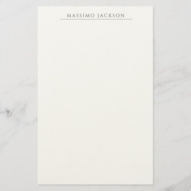Own Name Calligraphy Chic Plain Simple Black White Briefpapier (Vorderseite)