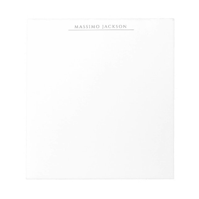 Own Name Calligraphy Chic Plain Simple Black White Notizblock (Vorderseite)