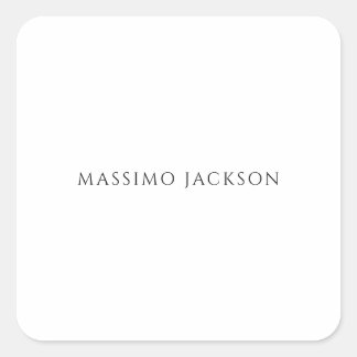Own Name Calligraphy Chic Plain Simple Black White Quadratischer Aufkleber