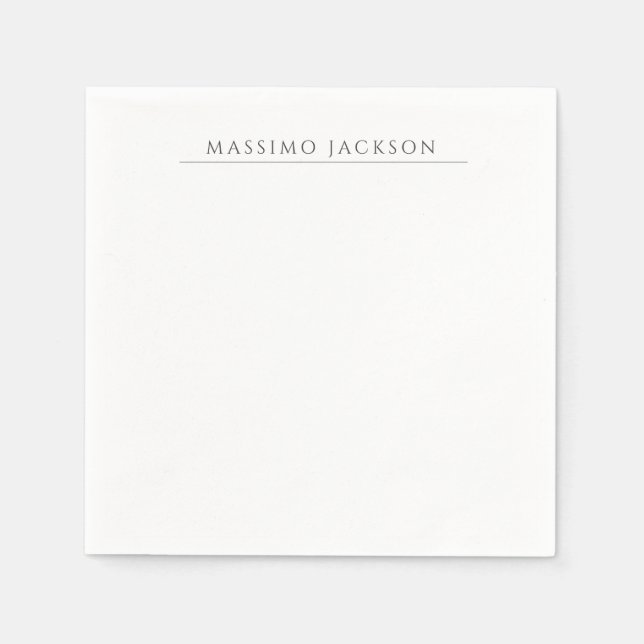 Own Name Calligraphy Chic Plain Simple Black White Serviette (Vorderseite)