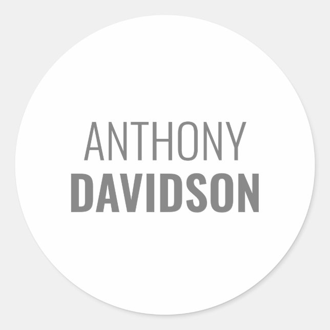 Own Name Modern Minimalist Elegant Professional Runder Aufkleber (Vorderseite)