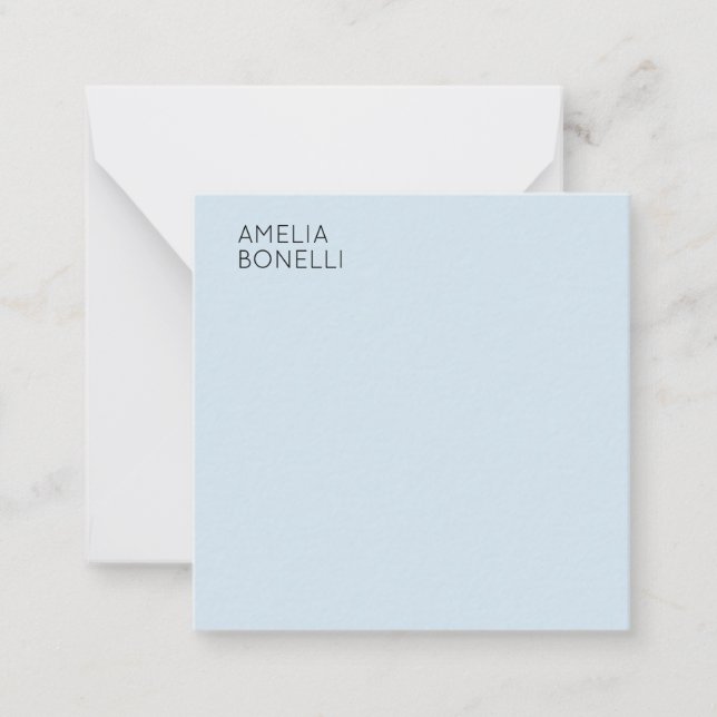 Own Name Modern Minimalist Professional Plain Blue Mitteilungskarte (Vorderseite)