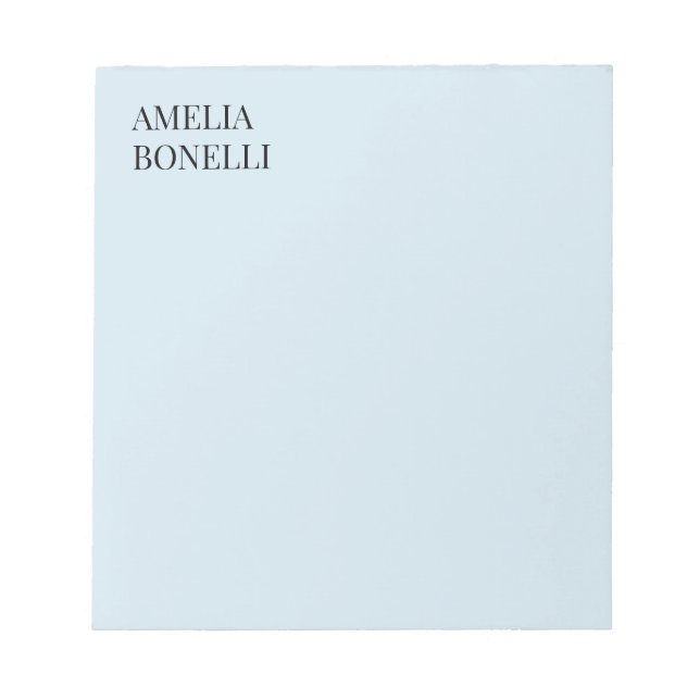 Own Name Modern Minimalist Professional Plain Blue Notizblock (Vorderseite)
