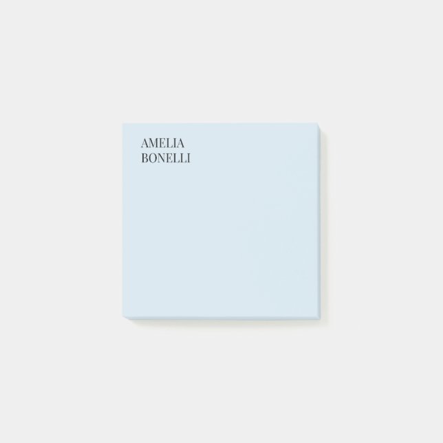 Own Name Modern Minimalist Professional Plain Blue Post-it Klebezettel (Vorderseite)