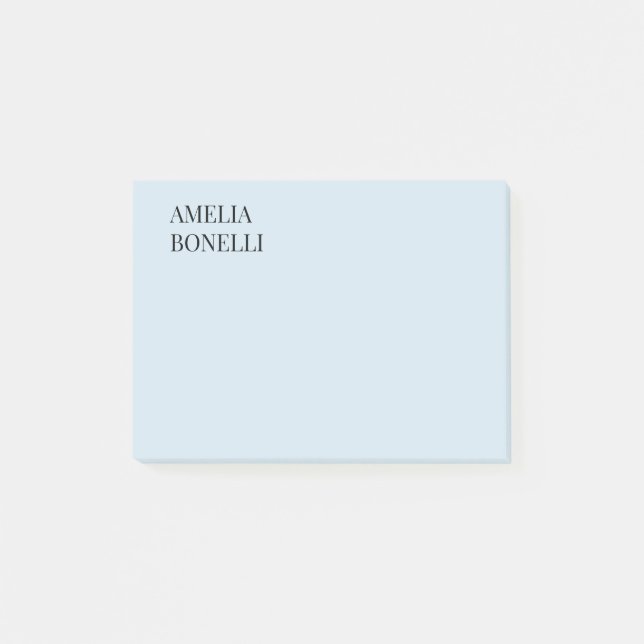 Own Name Modern Minimalist Professional Plain Blue Post-it Klebezettel (Vorderseite)