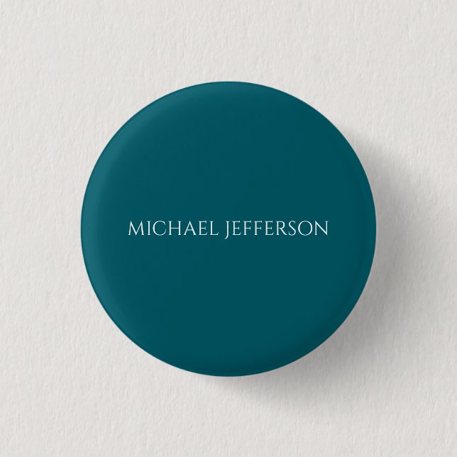 Own Name Plain Dark Teal Color Personalized Custom Button (Vorderseite)