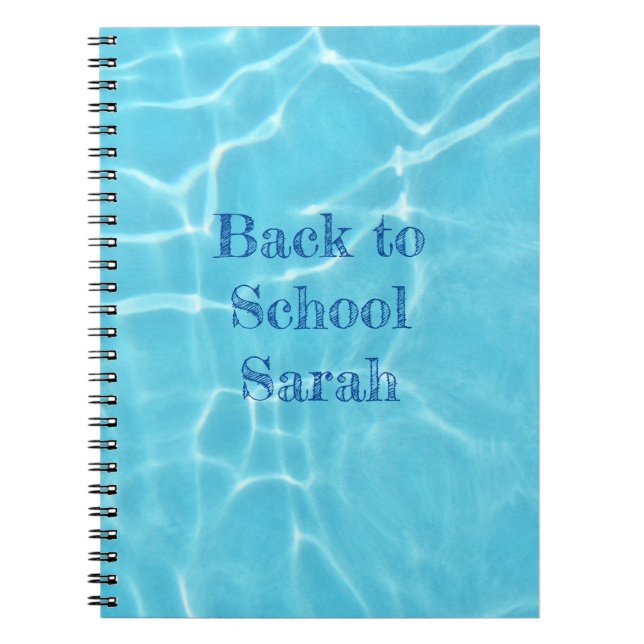 own text swimming pool back to school notebook notizblock (Vorderseite)