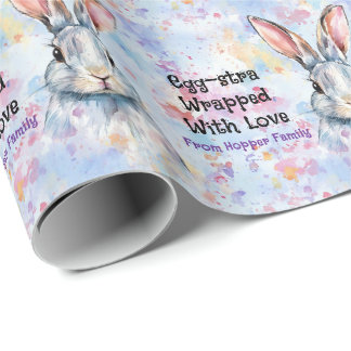 Own text Watercolor Easter Bunnies Geschenkpapier
