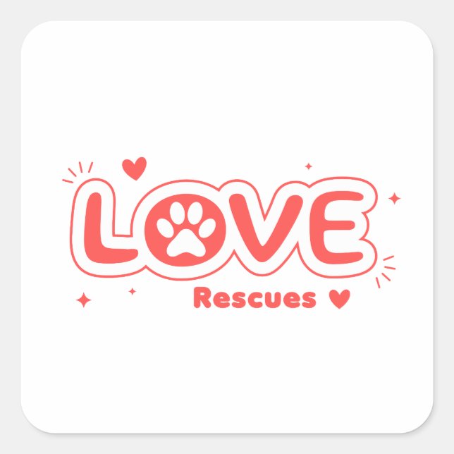 OWRAssist Love Rescues Quadratischer Aufkleber (Vorderseite)