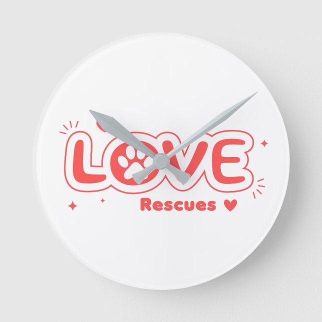 OWRAssist Love Rescues Runde Wanduhr (Vorderseite)